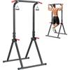 YEE RUN Power Tower Dip Station | Barra per trazioni | Supporto 200 kg | Stazione di allenamento e fitness | Rack di potenza per palestra domestica (Nero, 108.5 * 105 * 168cm)