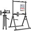 DH FitLife Power Tower Dip Station Pieghevole | Barra per Trazioni Autoportante Fino a 150 kg | con Dip Parallele e Supporti per Bilanciere | Stazione Fitness Multifunzionale | Power Rack for Home Gym