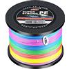 L SERVER Filo Trecciato da Pesca 1000m 4 Intrecciato Filo da Pesca PE Anti-morso Mare Pesca Lenza Esca Lenza da Pesca 4.8-45kg, Colorato, 6.0 (0.40mm/31.7kg)