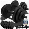 ArtSport Set di 2 Manubri 20 kg - 12 Pesi/Dischi e Serrature a Stella | Set Corti per l'Allenamento Muscolare