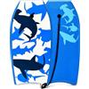 HOMASIS Bodyboard con Guinzaglio, Tavola da Surf in XPE & HDPE, Surfboard con Stampa di Squalo, Tavoletta da Surf Portatile per Bambini e Adulti, Blu (L)