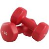 MATCHU - Manubri - Manubri in Vinile - Set da 2 Pezzi - Disponibili in 0,5/1 / 1,5/2 / 3/4 e 5 KG - Vinile con Riempimento in Ferro Massiccio - Rosso (Rosso - 0.5 KG)