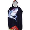 Treer-shop Treers Poncho Surf con Cappuccio, Microfibra Asciugatura Rapida Poncho Cambiare Spogliatoio Accappatoio per Adulto Uomini Donne Bambino Ideale per Il Nuoto, Le Immersioni (squalo,75x145cm)