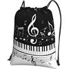 Lsjuee Nota musicale Zaino con coulisse impermeabile per pianoforte Borsa con cordino resistente all'acqua Sacca sportiva Sacca da palestra.