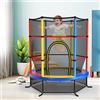 GYMAX Trampolino da Esterno per Bambini, Tappeto Elastico da Giardino, con Rete Protettiva, Telaio in Acciaio, Fitnesse per Ragazzi, per Interno, Esterno, Portata 135 kg ((Colorato, 165 x165cm)