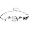 ReadJade Sterling Silver Fiore di Prugna Intarsiato Bianco Calcedonio Bracciale S925 Handmade Distressed Intagliato Gioielli da Polso