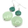 Generico Orecchini con Giada Verde e Gocce di Avventurina, Argento 925 Italiano, Pendenti Pietre Dure, Gioielli Estate