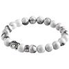 Generico Bracciale Buddha Zen Yoga Unisex, in Howlite bianca, Pietre Dure Naturali, Elastico 19cm, Fatto a Mano