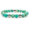 Generic Bracciale in diaspro, braccialetto con perline, perline verdi, pallina in argento, 8 mm, in acciaio inossidabile
