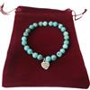 Generic Braccialetto di perla turchese elastico 18 cm bracciale pietra regalo donna natale chakra