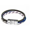 Albalù Italia Albalù Bracciale Uomo in Pelle Triplo Filo Multicolor Stile Marinaro Blu Bianco e Marrone con Chiusura Magnetica in Acciaio, Braccialetto Artigianale Idea Regalo Uomo Ragazzo