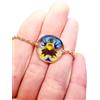 Generico Collana donna fiore vero viola del pensiero essiccato pressato in resina.ciondolo pendente cerchio oro. Regalo unico. Accessorio fiore vero
