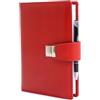 PROGRESSIO Agenda 2026 Vera Pelle - Calendario giornaliero planner a righe 12 mesi - cm 15x21 (A5) - collezione Elegant - Rosso