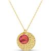 Moments Précieux Collana personalizzata con medaglietta martellata e pietra fucsia, placcato oro