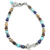 Handmade Bracciale Uomo Lapislazzuli Occhio di Tigre Diaspro e Turchese | Bracciale con Perle di Pietre Naturali, Ciondolo Ancora in Acciaio