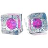 Generic Anello quadrato fatto a mano in plexiglass trasparente e fucsia Micelicreations con argento 925. (spessore plexiglass 1,00 cm).