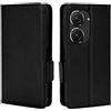 Topme Custodia in Pelle per ASUS Zenfone 10 / ASUS Zenfone 9 (5.9 Inches), [ Cover per Telefono Serie Modello Litchi Semplice] - Nero