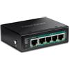 TRENDnet TI-B541 - Interruttore industriale Gigabit PoE++ a 5 porte su guida DIN con passaggio PoE, colore: Nero