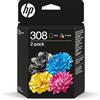 Ink Trader HP 6L6S6UE - Cartuccia d'inchiostro 308 Multipack (nero e colore), inchiostro per ENVY 6120e, 6122e, 6130e, 6520e, 6530e, confezione di riciclaggio inclusa
