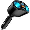 Poeloisy Caricabatterie Auto 12V/24V con Voltmetro LED, Adattatore Accendisigari 5 in 1 con Doppia Presa + QC3.0 + Tipo-C PD 20W + USB 2.4A, Rotazione 360°, Cavo Fisso, Ricarica Rapida Universale per Smartphon