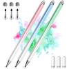 AmberVec Penna per Tablet, Pennino Touch 2 in 1 per iPhone/Samsung/Lenovo/Android, Compatibile con iPad Pro/Mini/Air/Smartphone, Alta Precisione e Sensibilità, 3 Pack (Blu, Verde, Rosa)