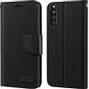 Shantime Custodia Portafoglio Flip in Tessuto Oxford Compatibile con Sony Xperia 10 III, Cover Protettiva Magnetica con Slot Carte e Supporto(Nero)