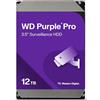 WD Purple Pro 12TB per Smart Video, Hard Disk interno da 3.5", Tecnologia AllFrame, 7200 RPM, 550TB/anno, Cache da 256 MB, Garanzia 5 anni