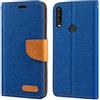 Shantime Custodia Flip in Tessuto Oxford e Pelle PU Compatibile con Alcatel 1SE 2020 5030F 5030U, Cover Protettiva con Chiusura Magnetica e Tasche per Carte