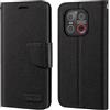 Shantime Custodia Flip in Tessuto Oxford e Pelle PU Compatibile con Emporia Smart 6 Lite, Cover Protettiva con Chiusura Magnetica e Tasche per Carte (Nero)