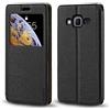 Shantime Custodia Flip in Pelle PU con Finestra Visibile e Chiusura Magnetica Invisibile Compatibile con Samsung Galaxy Core Prime, Protezione Totale (Nero)