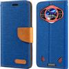 Shantime Custodia Flip in Tessuto Oxford e Pelle PU Compatibile con Doogee S200 Plus, Cover Protettiva con Chiusura Magnetica e Tasche per Carte (Blu)