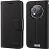 Shantime Custodia Flip in Tessuto Oxford e Pelle PU Compatibile con Oukitel G1, Cover Protettiva con Chiusura Magnetica e Tasche per Carte (Nero)