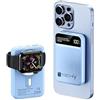 Techly 621307 Power Bank Wireless Magnetico 3 in 1 con LED 10.000 mAh 22,5W Azzurro Azzurro