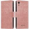 Shantime Custodia in Pelle PU a Righe Compatibile con Wiko Lenny 4, Cover Portafoglio con Chiusura Magnetica, Scomparti Carte e Funzione Stand (Oro rosa)