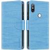Shantime Custodia Portafoglio in Pelle Compatibile con Xiaomi Mi Mix 2S, Cover Colorata Flip con Portacarte, Chiusura Magnetica Protettiva(Azzurro Chiaro)