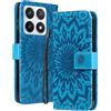 LEMORRY Custodia per Xiaomi 14T Pro, Cover Xiaomi 14T Pro Custodia in Pelle [TPU Silicone Interno] [Scheda Slot] Cuoio Portafoglio Custodie da Cintura per Xiaomi 14T Pro, Blu