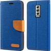 Shantime Custodia in pelle intrecciata per Doogee Blade 10 - Blu | 6.56 Custodia flip portafoglio in tessuto Oxford con guscio interno in TPU, supporto integrato e portacarte