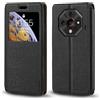 Shantime Custodia Flip in Pelle con Finestra Compatibile con Ulefone Armor X16 Pro, Display Visibile, Chiusura Magnetica Invisibile e Slot Carta(Nero)
