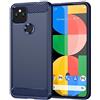 Topme Custodia in Silicone per Google Pixel 4a (4G) (5.81 Inches), [custodia per Telefono in Stile Spazzolato] - Blu