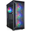 TOOQ TQGCC101-B - Case da gaming mid-tower RAGNÄROK ATX/MicroATX/Mini-ITX, vetro temperato, include 4 ventole RGB, Nero