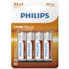 PHILIPS Pile AA 4 Pezzi - R6L4B10 - Tecnologia al Cloruro di Zinco - Durata di Conservazione 3 Anni