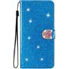 BLOTECH Brillantini Portafoglio Case for Huawei P Smart 2019 Bling Glitter Brillantini blu Shiny Flash Leather Case Shell Wallet PU e Glitter Brillanti 3D Amorevole Strass Cover per Huawei P Smart 2019