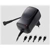 ALCAPOWER Alimentatore 600 mAh STABILIZZATO Regolabile Switch da 3 A 12 Volt con 5 CONNETTORI INETRCAMBIABILI