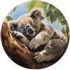 Mexpekil Koala Tree Branches Sleep Mouse Pad con base in gomma antiscivolo Tappetino per mouse da gioco Piccolo tappetino rotondo con bordo cucito Accessori da scrivania per lavoro e gaming 20 cm