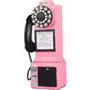 NIDONE Muro del Telefono Con Filo - Modello Retrò Vintage Montato - Decorazione e Ornamento per Telefono Fisso (Rosa)