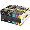 TONER EXPERTE® 5 XL Cartucce d'inchiostro compatibili con HP 711 711XL per Stampanti HP DesignJet T520 T120 CZ129A CZ130A CZ131A CZ132A | Alta Capacità