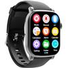ZMdooreasy Orologio sportivo con lettore MP3, riproduzione video e musica BT, touch screen HD, 5,1 cm, design in metallo, altoparlante portatile, display HD (nero grigio 8 GB)