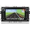 YUNTX [4GB+64GB] Android 14 Radio con navigazione per Ford Focus/Mondeo/S-Max/Connect (2008-2011)-[Incorporato Carplay/Android Auto/DSP/GPS]-IPS 2.5D Touch Screen-CAM+MIC-DAB/Mirror Link/Bluetooth 5.0