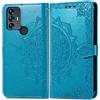 Fertuo Cover per TCL 30 SE/TCL 305/306, Custodia Portafoglio a Libro in Pelle Flip Cover con Porta Carte, Chiusura Magnetica [Disegni di Mandala] Case Antiurto per TCL 30SE, Blu