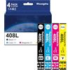 Woungzha 408L Cartucce d'inchiostro compatibili per Epson 408 408L per Epson Workforce Pro WF-C4810DTWF (4 confezioni)
